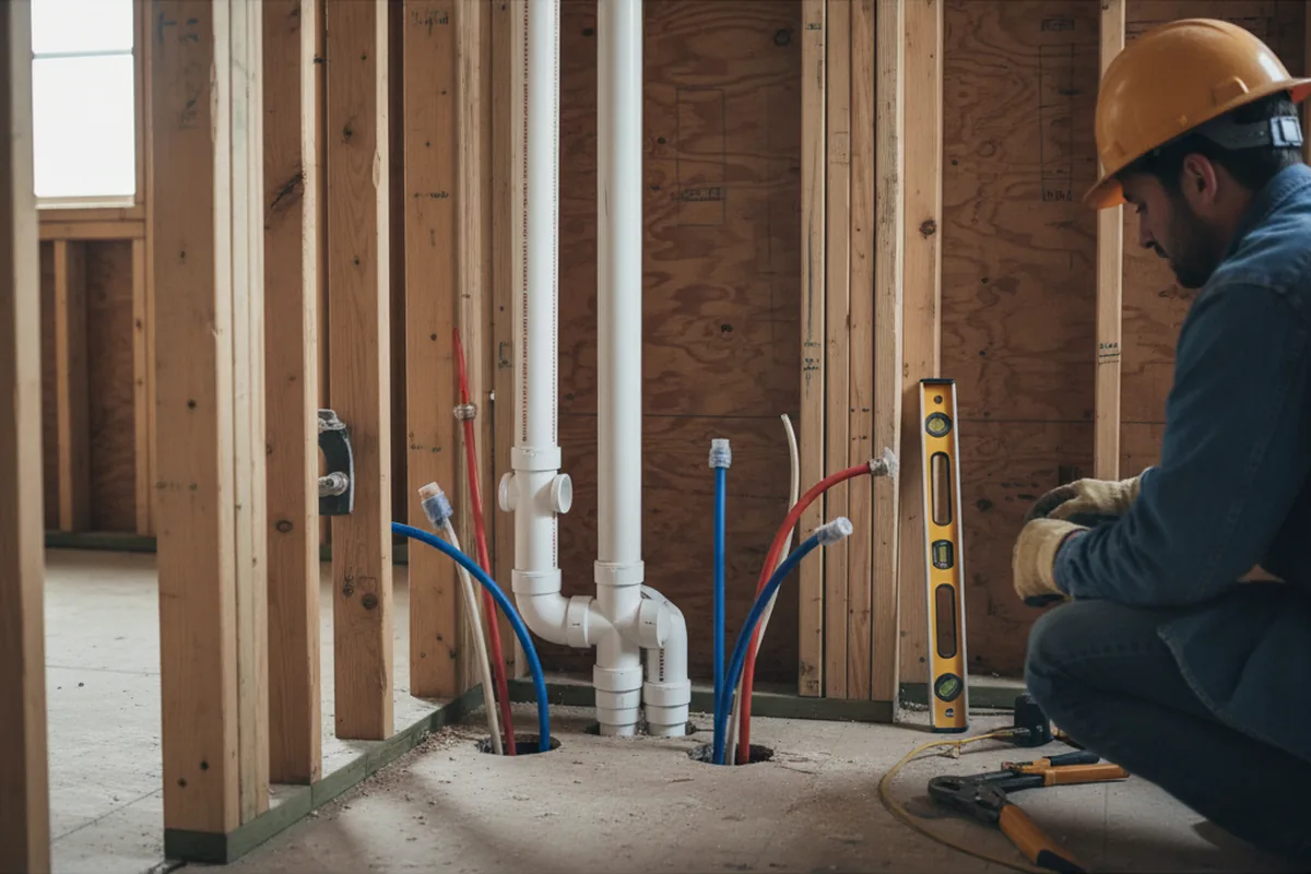 Drain and supply rough-in during Leak Detection in Burdine