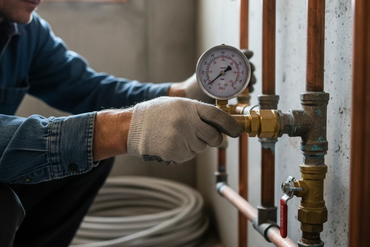 Pressure testing a repaired line during Water Line Repair in Burdine